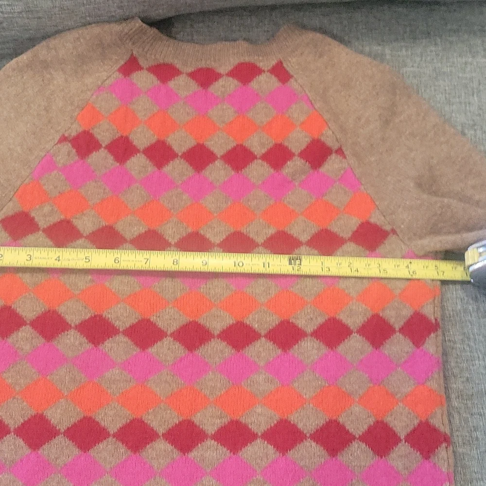 J. Crew Argyle Crew Neck Lambswool Sweater Size XS
